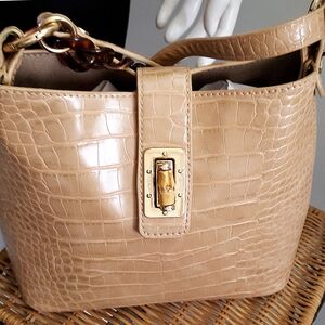 FFC New York🌾Tan Crocodile-Embossed Crossbody Shoulder Bag/Handbag